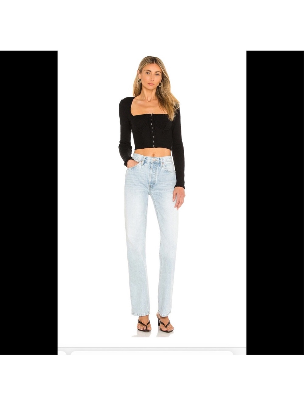 Jonathan Simkhai Shay Corset Bustier Long Sleeve Top M
